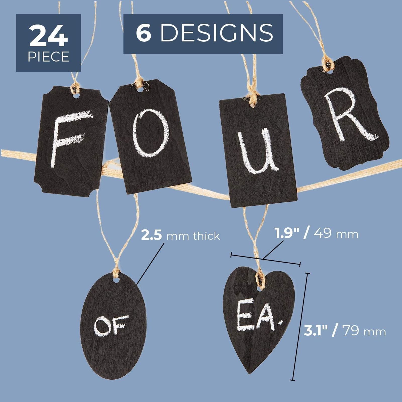 Details about   24pcs Mini Wooden Chalkboard Tag Labels w/String for DIY Crafts Gifts 6 Designs