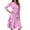 Light pink, variant on WTOBBY Women's Fashion Floral Print Belted Round Neck 3/4 Sleeve Dress, Casual Flowy Midi Sundress with Feminine Waist Accent,Blue L