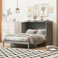 thumbnail image 5 of Harper & Bright Designs Full Murphy Bed Cabinet Bed, Full Size Murphy Bed with Storage Drawers, Wood Full Wall Bed Rattan Chest Murphy Bed Frame, Gray, 5 of 18