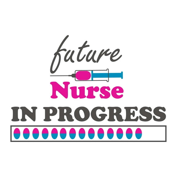 Girls Future Nurse in Progress Cute Girly Wall Decal Decoration Nursing Student Future Nurse Quote Vinyl Decal Lasts Years and Easily Removable - Size: 20 In(W) x 14 In(H)