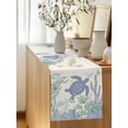 thumbnail image 5 of Blue Sea Turtles Table Runner, Shell Coral Vintage Ocean Life Summer Cotton Linen Kitchen Table Decoration Washable Dining Tabletop Runners for Home Party Decor 13x48 Inches, 5 of 9