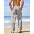thumbnail image 4 of COOFANDY Men's Baggy Beach Pants Drawstring Linen Loose Yoga Pant Spring Summer, 4 of 6