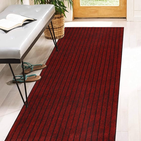2' x 15' Runner Rugs with  Backing, Indoor Outdoor Utility Carpet Runner Rugs, Stripe Red, Can Be Used as Aisle for The RV and Boat,  Room and Balcony