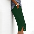 thumbnail image 2 of Miluxas Women's Casual Loose Fit Capris High Waisted Drawstring Cropped Pants with Button Details Army Green, 2 of 5