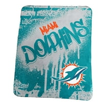 Logo Brands Miami Dolphins 50" x 60" Classic Graffiti Fleece Throw Blanket