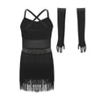 thumbnail image 4 of JanJean Girls Kids 2 Piece Latin Cha Cha Dance Outfit Shiny Rhinestones Fringe Dress Outfit Performance Dress Black 10, 4 of 7