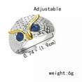 thumbnail image 3 of EOEMY Silver Plated Blue Eye Owl Ring Animal Rings Adjustable Women Men Jewelry Gift-#5 Owl Ring, 3 of 3