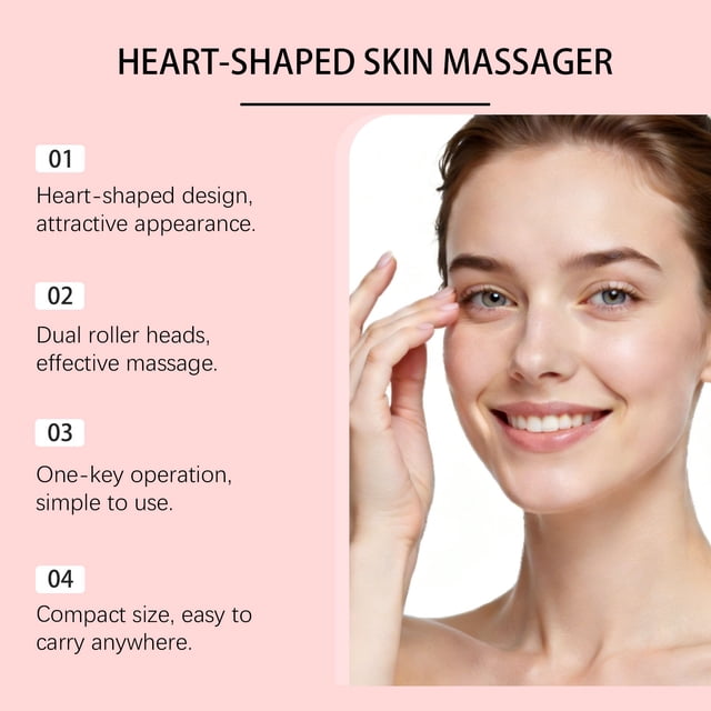 Appareil Facial Microcourant Rouleau Facial en Forme de Cœur pour Rides et Lifting, Masseur Portable Rechargeable par Usb pour Raffermir le Visage et le Cou