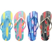 TravelNut 4 Pack Cute Pool Beach Waterproof Rubber Flip-Flops Sandals for Teen Girls Women Surf Size 6