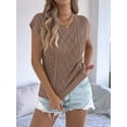 thumbnail image 6 of Women Round Neck Sweater Vest Sleeveless Summer Casual Shirts Knit Tank Top Brown M, 6 of 9