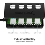 Sabrent 4-Port USB 3.0 Hub with Individual LED Lit Power Switches, Included 5V/2.5A Power Adapter (HB-UMP3)