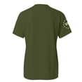 thumbnail image 6 of Only Moment USA Holiday Shirts Crew Neck Short Sleeve Women's Cotton and Linen Independence Day American Flag Floral Print Shirt Blackish Green,L, 6 of 6