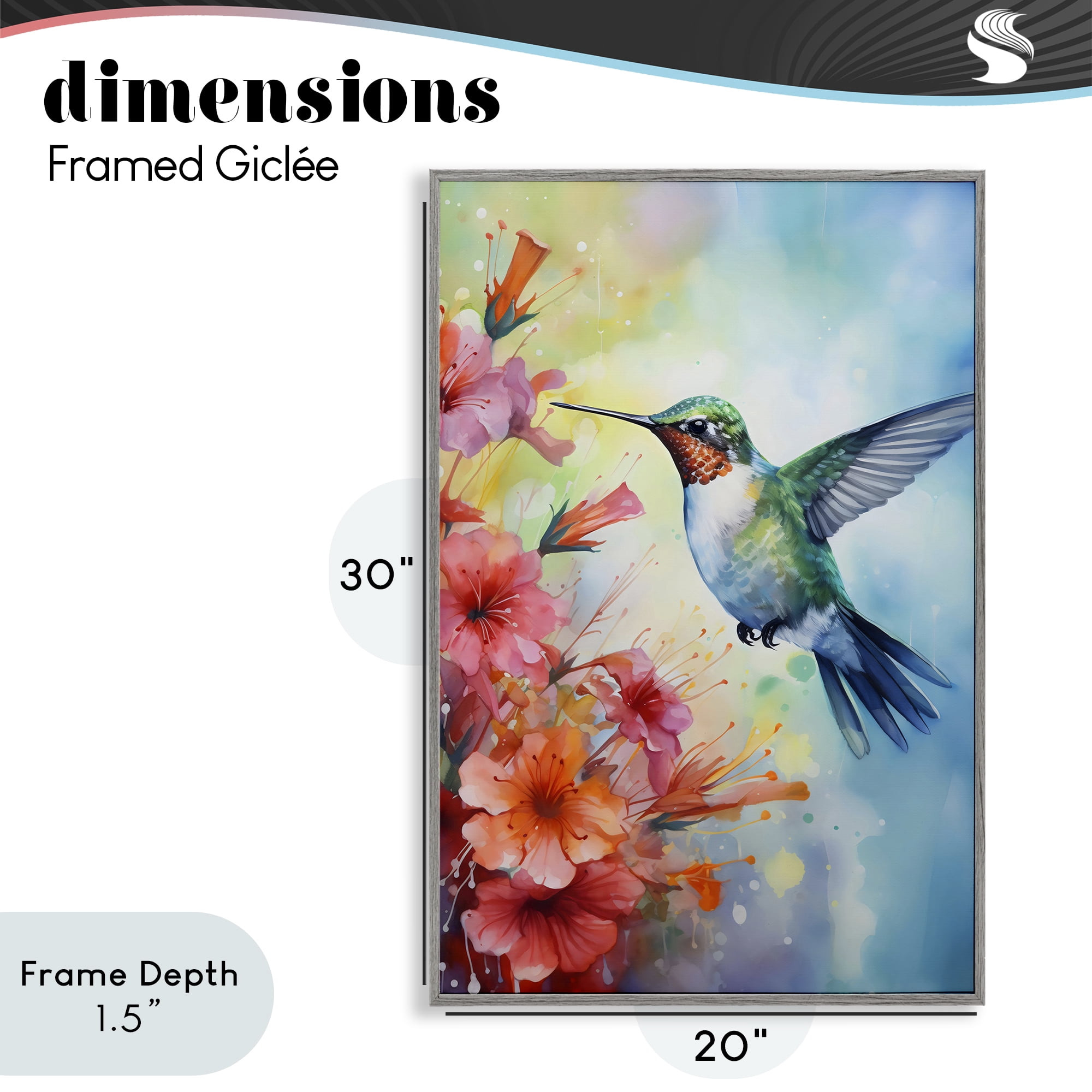 Stupell Industries Hummingbird Hibiscus Serenade Gray Framed Giclee Art, design by Creative Studio