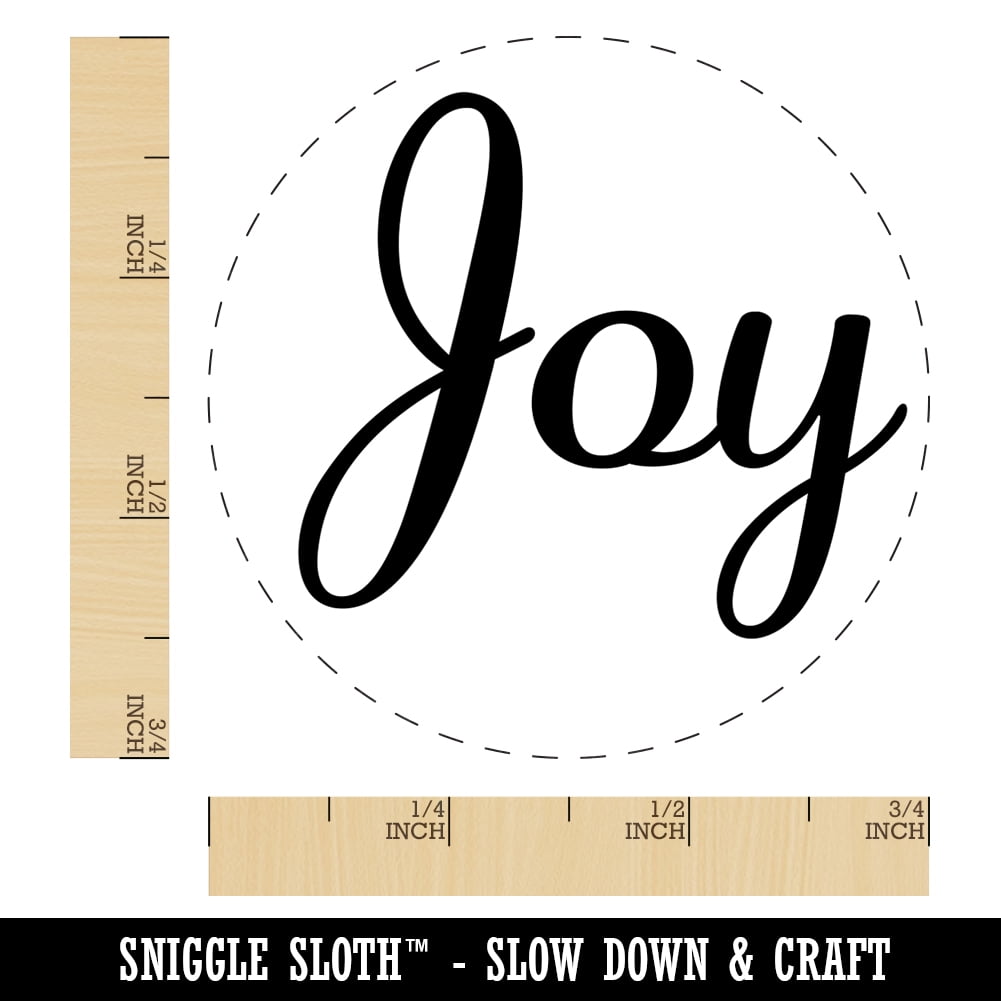 Joy Cursive Text Self-Inking Rubber Stamp Ink Stamper - Black Ink - Small 3/4 Inch