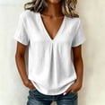 thumbnail image 4 of cfhntfmh Spring Tops for Women Casual V Neck Cotton Blend Shirts Short Sleeve Loose Fit Lightweight Blouse Tunics, 4 of 7