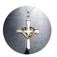 thumbnail image 4 of Sterling Silver Cross Pendant Necklace with Gold over Silver Heart Jewelry SS-128, 4 of 7