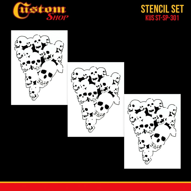 Airbrush Pile of Skulls Stencil Set (3 Pack of Same Skull Design) - Laser  Cut Reusable Templates - Auto, Motorcycle