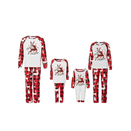 

Ma&Baby Christmas Family Pajamas Matching Set Holiday Elk Print Sleepwear PJS Lounge Set for Couples and Kids