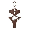 thumbnail image 2 of Gibobby Women String Bikini Halter Side Tie Two Piece Swimsuit Color Block Triangle Bathing Suits(Coffee,S), 2 of 8