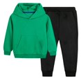 thumbnail image 4 of XBASW Baby Kids Solid Color Hooded Sweatshirt Sweatpants Spring Autumn Sweatsuit Set Outfit for Boys Girls 3-12 Years Old, 4 of 7