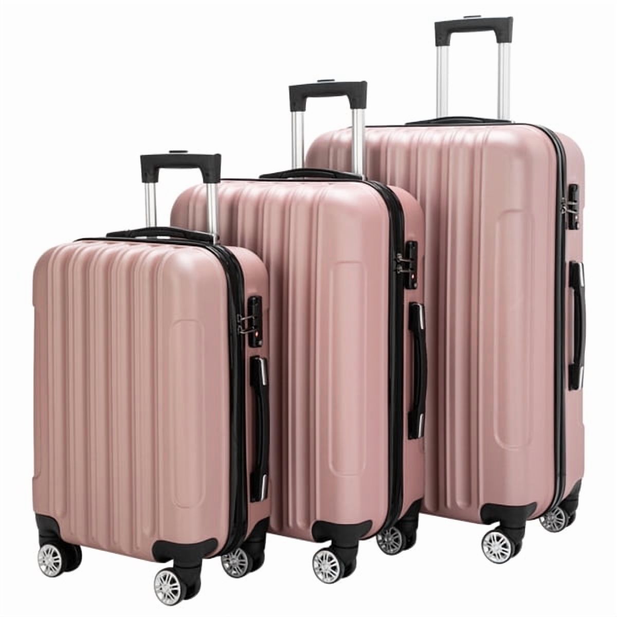 Alvantor 3-in-1 Large Capacity Travel Suitcase Set, Durable ABS+PC Hardshell Luggage with Wheels, Pink (20"|24"|28")