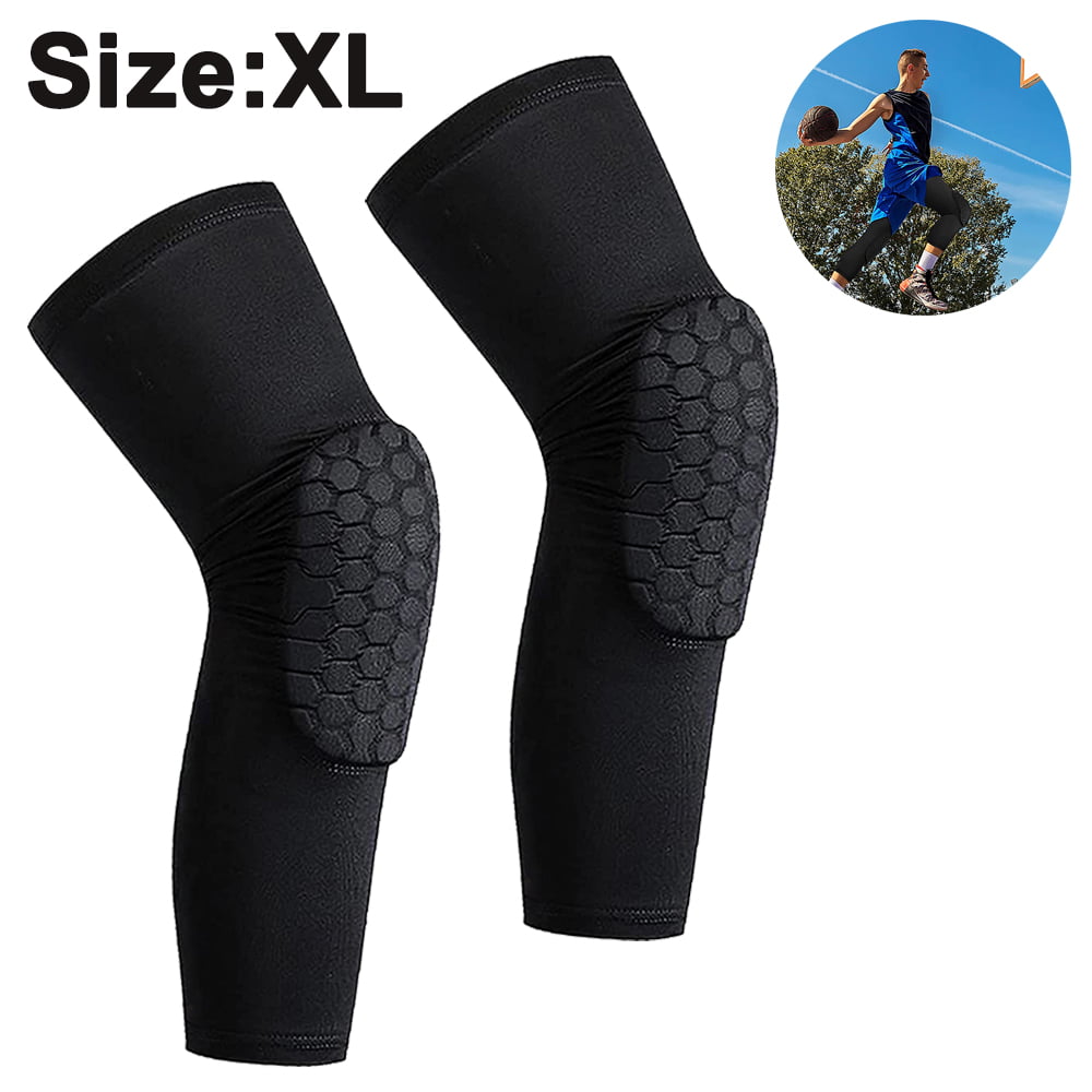 Pair of Sleeves and More Weightlifting Basketball Shooting Sport Safety Kneepad Volleyball Knee Pads Compression Leg Sleeve for Basketball Black, Large 