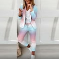 thumbnail image 2 of Gibobby Conjuntos de sudadera con bloques Chaqueta fina informal de 2 piezas para mujer, abrigo ajustado, chaqueta de manga larga, pantalones de negocios para(Azul celeste,G), 2 of 5