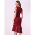 thumbnail image 3 of DARING DIVA Asymmetric Hem Fishtail Ruffles Lace Dress XL Red, 3 of 6