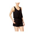 thumbnail image 1 of BCX Womens Crocheted Solid Romper Jumpsuit, Negro, Mediano, 1 of 1