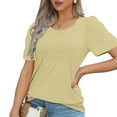thumbnail image 6 of GigrtiJin Women's Casual Short Sleeved Shirt Loose Round Neck Solid Color Tees Top Fashion Comfy Summer Basic Blouse, 6 of 8