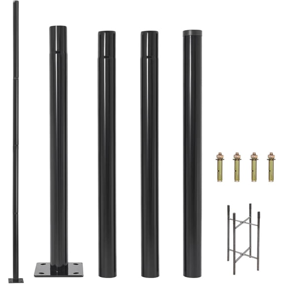 Street Light Pole 13ft Tall, Black Galvanized Heavy-Duty Metal Solar Street Lamp Mounting Post Outdoor Street Lamp Post for Outdoor Courtyard Parking Lot Lighting Fixtures