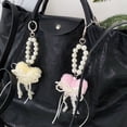 thumbnail image 4 of Trendy Plush Keychain Charm with Embroidered Lace Heart Pearls Detailing for Fashionable Accessories Girls Bag Pendant, 4 of 8