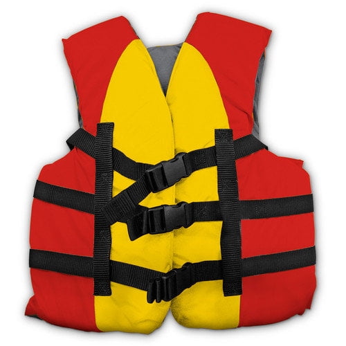 USCG Approved Water or Swimming Pool Red & Yellow Child Life Vest Up to 90lbs by Swim Central