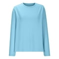 thumbnail image 6 of Lmnyox Women's Fashion Long Sleeve Tops Casual Solid Color Crew Neck Pullover Shirt Fall Trendy Basic Tees, 6 of 8