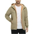 thumbnail image 2 of Sookity Fleece Lined Jackets for Men Cold Outwer and Tall Hooded Jackets Casual Fleece Lined Jacket Men's Heavy Winter Hoodies Coats with Pockets chaquetas de cuero para hombre Beige,L, 2 of 9