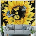 thumbnail image 4 of Orinice Sunflower Butterflies Black Background Tapestry Wall Hanging Unique Style Home Wall Decor Art Living Room Bedroom Apartment Farmhouse Dorm 4 Sizes Available 50x40inch, 4 of 6