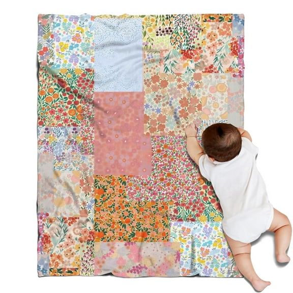 Pioneer Flower Floral Print Pattern Blanket,Comfortable Soft Flannel Throw Blanket,All Season,Warm Lightweight Blankets for Sofa Bed Couch Living Room Chair,30"x40"