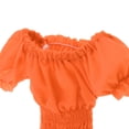 thumbnail image 4 of Manga abullonada elástica ajustada para mujer Hugo accesorio de modelo de acción Naranja miniatura de manga corta, 4 of 5