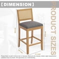 thumbnail image 7 of French Country Bar Stools Set of 2, Grey Rattan Counter Height Stools, Linen Upholstered, Farmhouse Wooden Barstools with Cane Back, Kitchen Island Chairs, Sillas para Barra de Cocina (Gray, 2 Pcs), 7 of 7