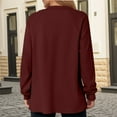 thumbnail image 5 of Fanxing Women's Snap Button Up Sweatshirt Long Sleeve Tunic Henley Tops Loose Slit Hem Casual Pullover Fall Winter Outfits Wine 2XL, 5 of 8