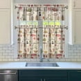 thumbnail image 3 of Kitchen Curtains 36 Inch Short - 3 Panel Set, Rod Pocket Window Curtain with Boho Vintage Mushroom Print, 100% Polyester for Farmhouse, Cafe, Kitchen, Bedroom, Easy Wash, 3 of 6