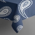 thumbnail image 6 of Blue Pioneer Flower and Paisley Pattern Rectangle Tablecloth 60"x102",Waterproof Polyester Rectangle Table Cloth, Wipeable Spillproof Polyester Tablecloth for Dining, Camping, Indoor and Outdoor, 6 of 6