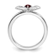 thumbnail image 2 of Sterling Silver Stackable Expressions Polished 0.13 Ct. Garnet Flower Ring Size 9, 2 of 5