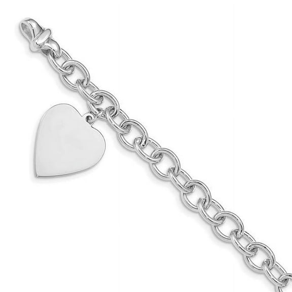 Primal Gold 14 Karat White Gold Link with Heart Charm Bracelet