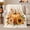 Autumn Pumpkin with Sunflowers and Leaves, variant on Autumn Pumpkin with Sunflowers and Oak Leaves, Rustic Botanical Style for Fall Lovers, White Sofa Lantern Scene and Thanksgiving Gift, Cozy Flannel Blanket for Bedroom and Living Room, Home Decor