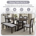 thumbnail image 4 of Harper & Bright Designs Extendable Dining Table Set for 6, Wood Rectangle Kitchen Table Set with Removable Leaf and Trestle Legs and 4 Upholstered Chair and Bench, Gray, 4 of 18