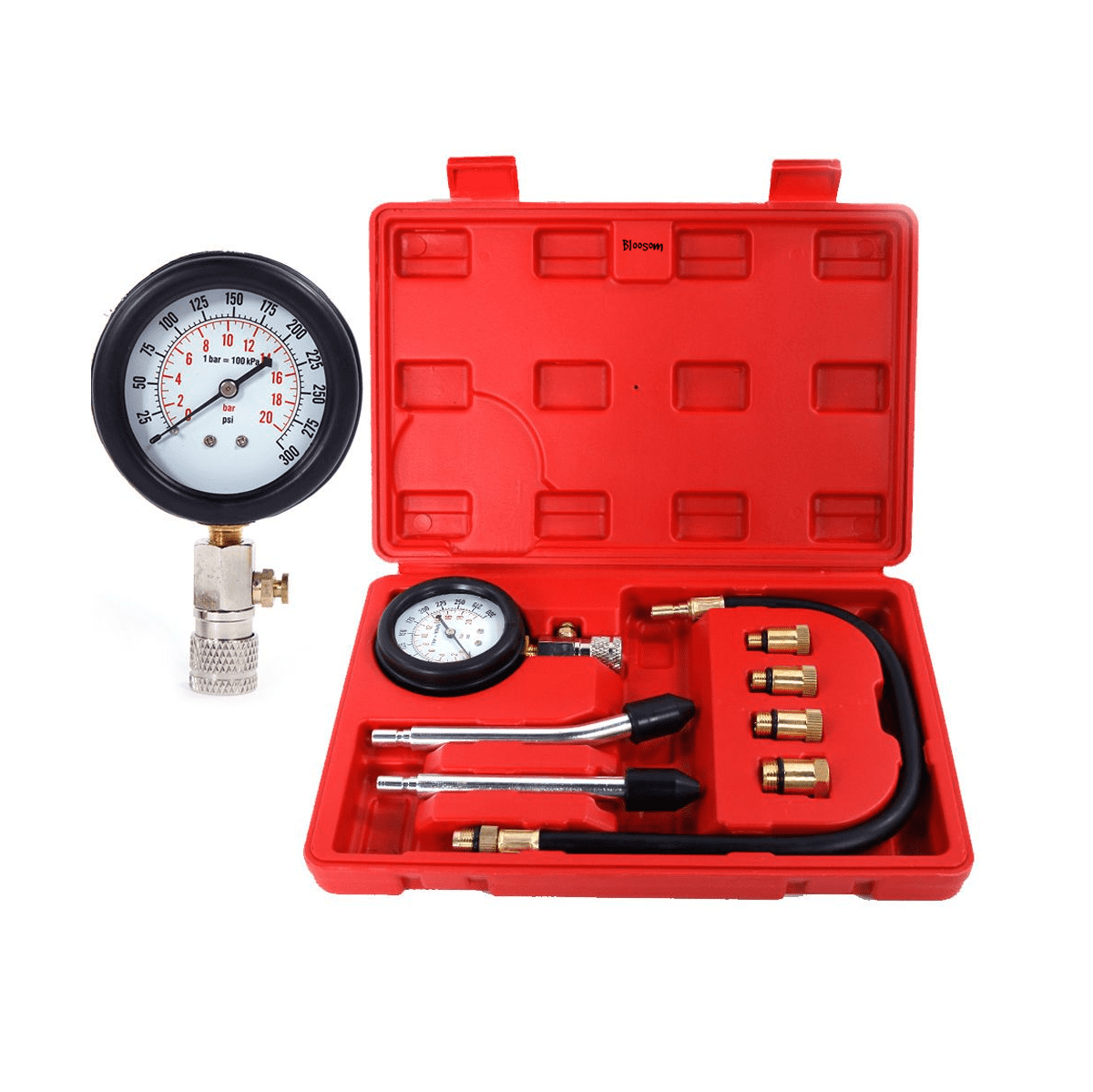 Kit Compresómetro Bloosom Auto Medidor Compresión Cilindros Motor Rojo ...