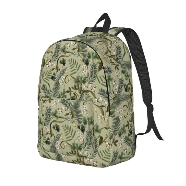 Disketp Tropical Plants Green Mochila de Lona Estampada, Mochila Escolar de Viaje Ligera para Estudiantes y Portátil-Medium