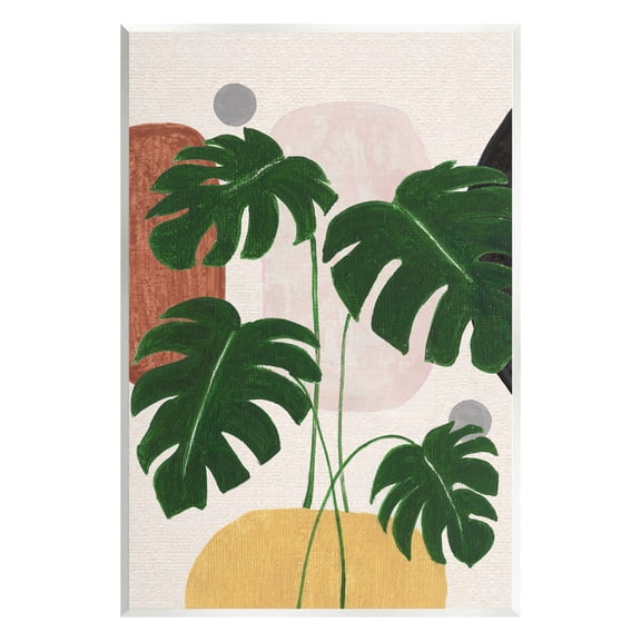 Stupell Industries Boho Monstera with Shapes Botanical & Floral Painting Unframed Art Print Wall Art, 10 x 15
