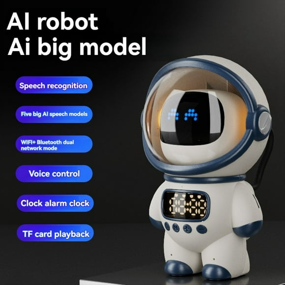 Robot Inteligente con Inteligencia Artificial, Altavoz Inalámbrico con Bluetooth, Caja de Sonido, Despertador de Audio, Radio FM, Regalo para Niños y Niñas Estudiantes